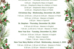 Christmas & New Year Mass Schedule