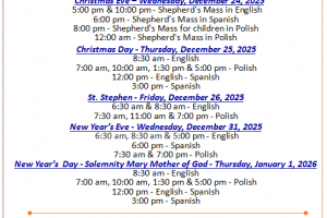 Christmas & New Year’s Mass Schedule